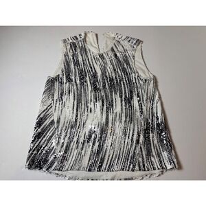 Elegant Glam Kenzo Paris Sequin Abstract Top SZ 36 Designer Statement Sleeveless